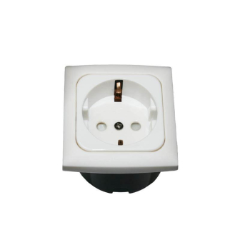 Wandsteckdose 230V+Rahme+Isodose Weiss Opal