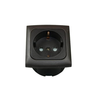 Wandsteckdose 230V+Rahme+Isodose Braun Opal