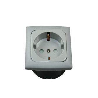 Wandsteckdose 230V+Rahme+Isodose Grau Opal