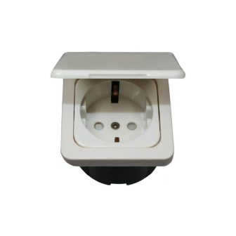 Wandsteckdose 230V+Klappdeckel+Isodose Weiss Opal