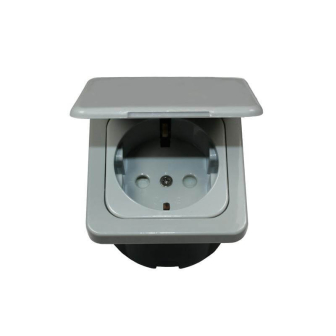 Wandsteckdose 230V+Klappdeckel+Isodose Grau Opal