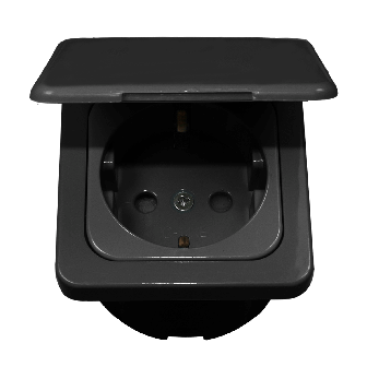 Wandsteckdose 230V+Klappdeckel+Isodose Antrazit Opal