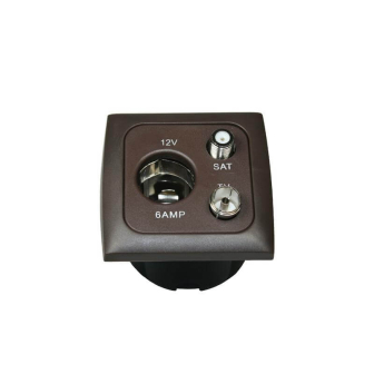 Steckdose 12V+ant.+sat.+Rahme+Isodose Braun Opal