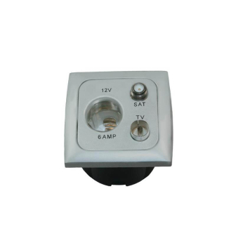 Steckdose 12V+ant.+sat.+Rahme+Isodose Grau Opal