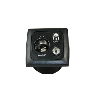 Steckdose 12V+ant.+sat.+Rahme+Isodose Schwarz Opal