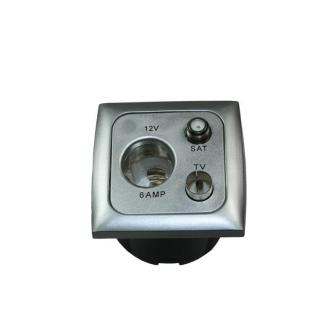Steckdose 12V+ant.+sat.+Rahme+Isodose Silber Opal