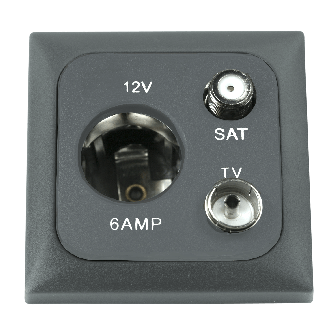 Steckdose 12V+ant.+sat.+Rahme+Isodose anthrazit Opal