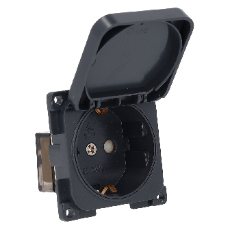 C-Line Steckdose Schuko Modular antrazite+flap