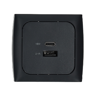 C-line USB A+C viereckig mit Rahme+Isodose Antrazit