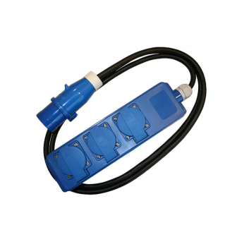 Gehause mit 4Schucko st.dose +1.5m.neopr. kabel 3x1,5+CEE.st