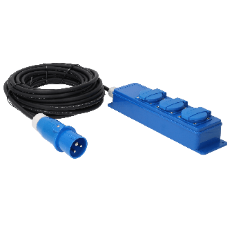 Gehause mit 3Schucko st.dose +10m.neopr. kabel 3x1,5+CEE.st