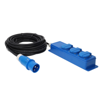 Gehause mit 3Schucko st.dose +10m.neopr. kabel 3x1,5+CEE.st