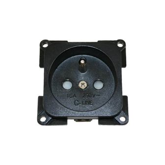 Steckdose 230V franzosisch Schwarz C-line