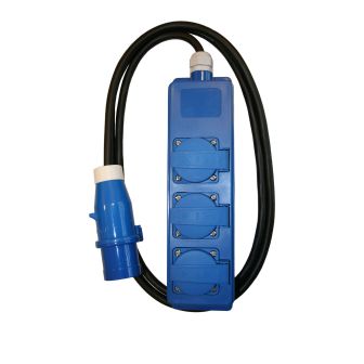Gehause mit 3Schucko st.dose +1.5m.neopr. kabel 3x1,5+CEE.st