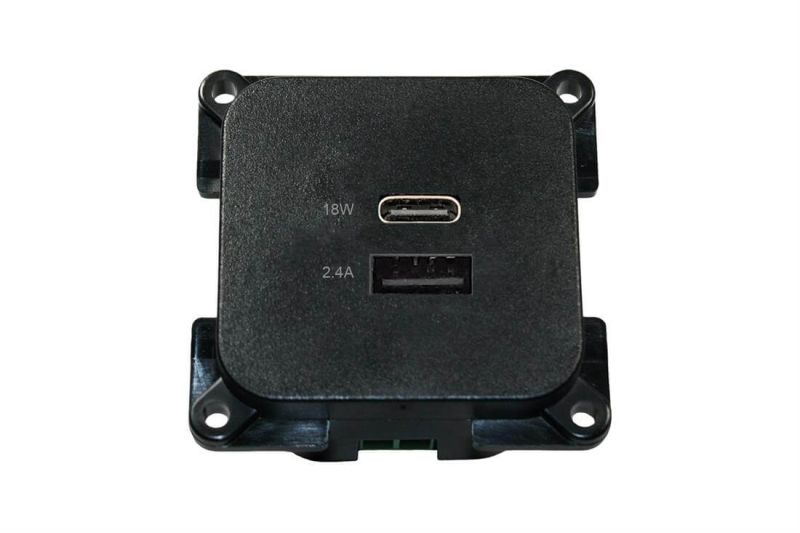 C-Line dual USB-A und USB-C Ladegerät Einbau Steckdose schwarz - verpackt