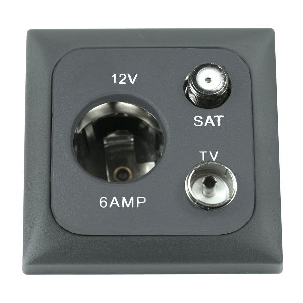 C-Line Kombi 12V Steckdose mit Antenne und Satellitenanschluss mit Opal Rahmen anthrazit