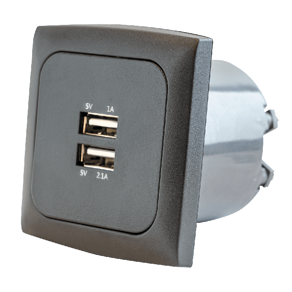 C-Line USB-A doppelt Steckdose 3.1A mit Opal Rahmen anthrazit - ohne Verkaufsverpackung