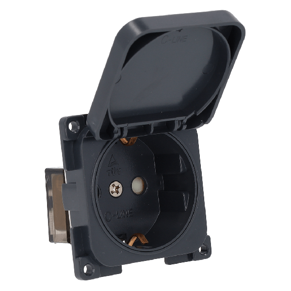 C-Line Steckdose 230V mit Klappdeckel antrazit