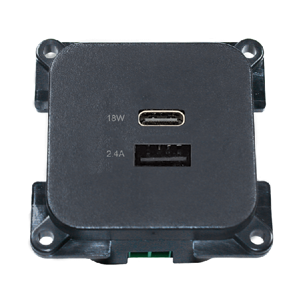 C-Line USB- Ladesteckdose mit USB-A und USB-C - ECE R10 - antrazit - ohne Verkaufsverpackung