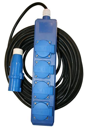 Gehause mit 4Schucko st.dose +20m.neopr. kabel 3x1,5+CEE.st