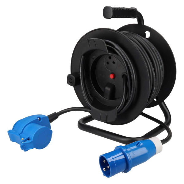 Kabeltrommel 25m Neoprenkabel 3x1.5mm² mit CEE Stecker und Winkelkupplung