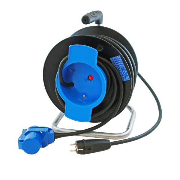 Kabeltrommel 25m Neopren Verlängerunskabel 3x 2.5mm² - CEE Stecker und Schuko Kupplung