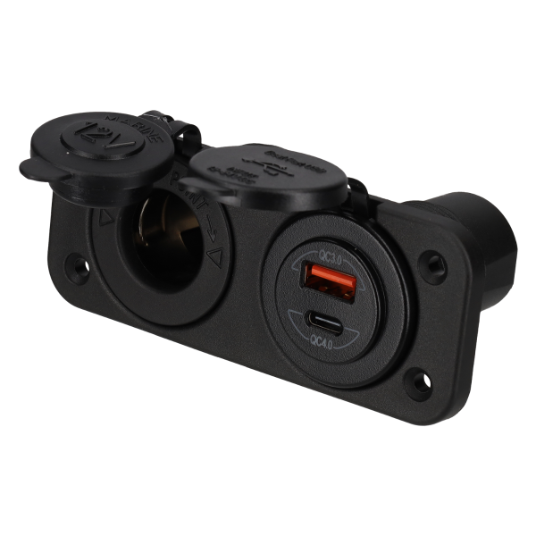 Power Line 12 Volt Einbausteckdose mit USB-A + USB-C