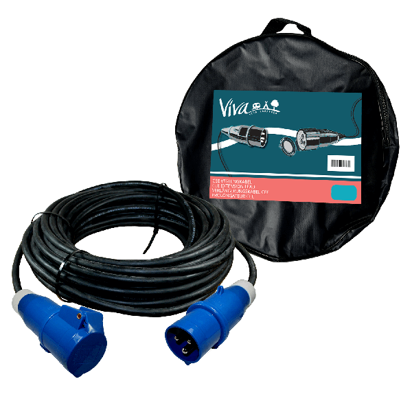 Verlängerungskabel 20 Meter Neopren 3x 1,5mm² - CEE-Stecker und CEE- Kupplung - im Kabeltasche - Viva