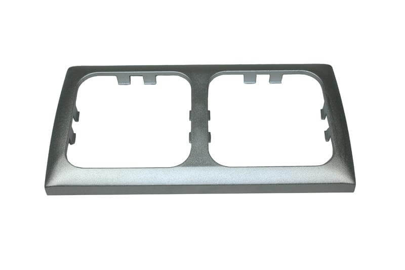 Opal Rahmen 2-fach für Steckdosen und Schalter silber - verpackt