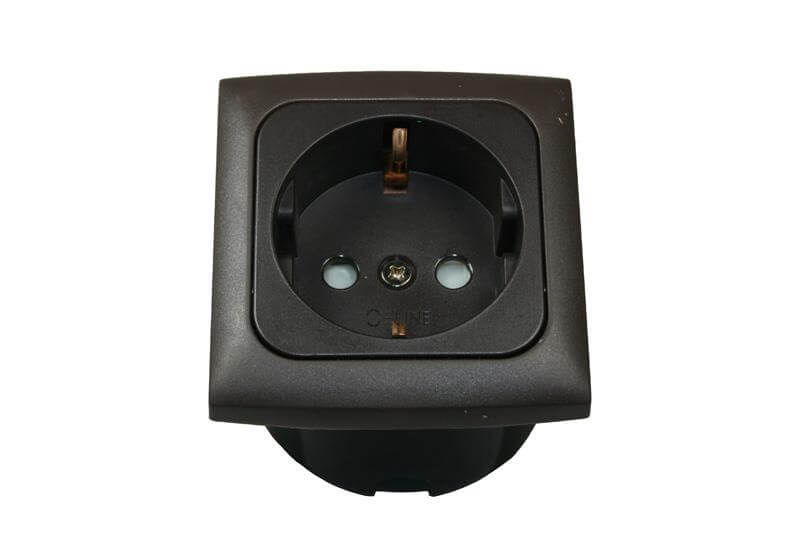 C-Line Schuko Steckdose 230V für Wohnwagen mit Opal Rahmen braun