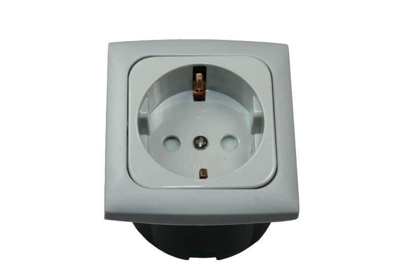 C-Line Schuko Steckdose 230V für Wohnwagen mit Opal Rahmen grau
