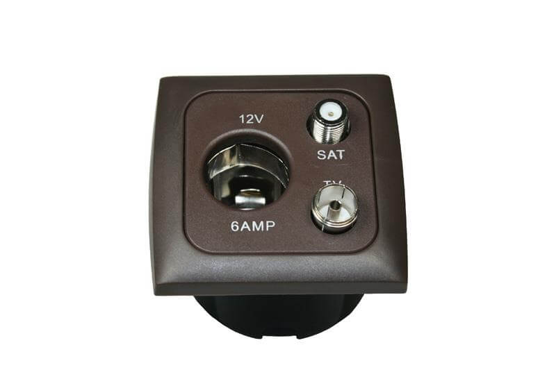 C-Line Kombi 12V Steckdose mit Antenne und Satellitenanschluss mit Opal Rahmen